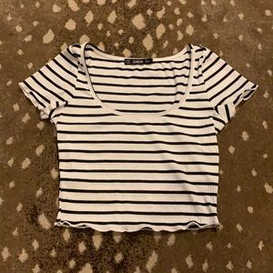Shein black and white striped top